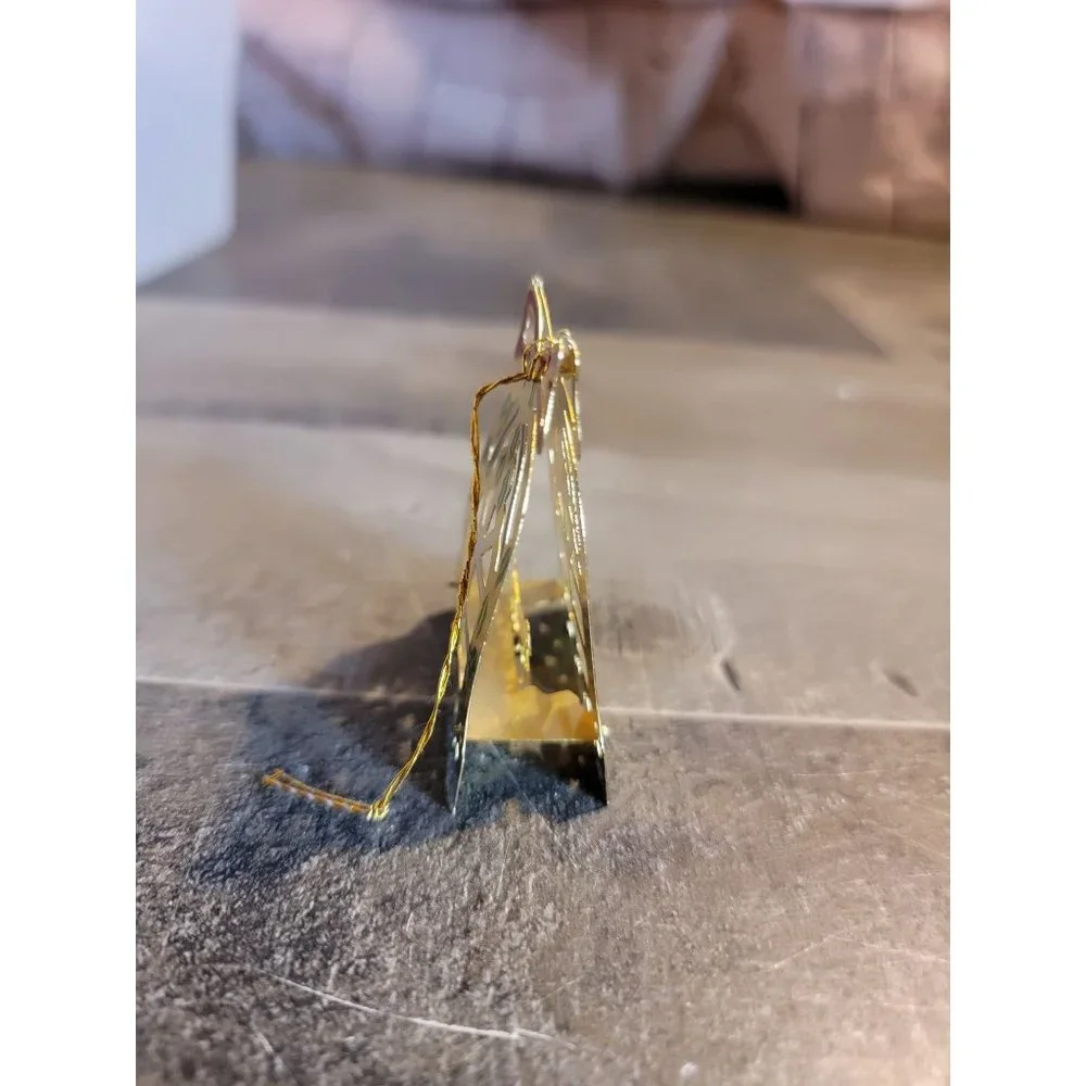 Vintage Golden tin bell Mistletoe horse sleigh ornament‎ Xmas tree home decor